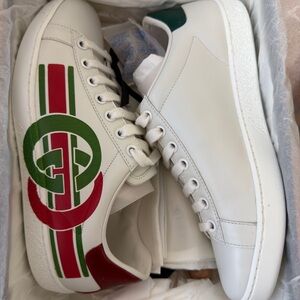 White and Green Designer Women’s Sneakers